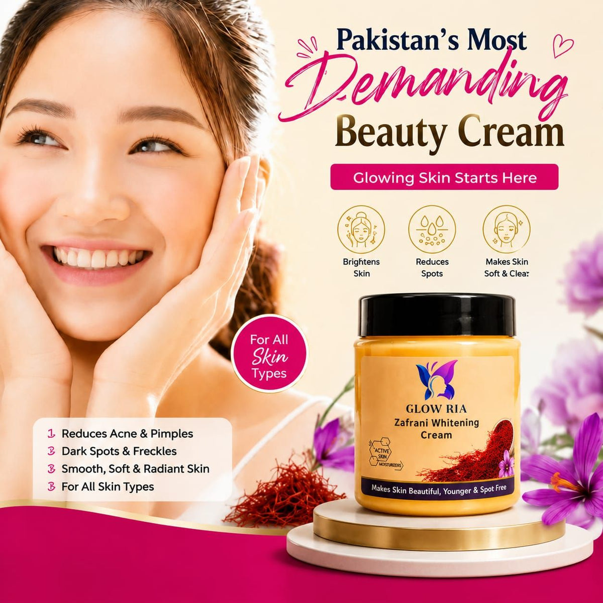 Zafrani Whitening Cream With Serum 250g Jar